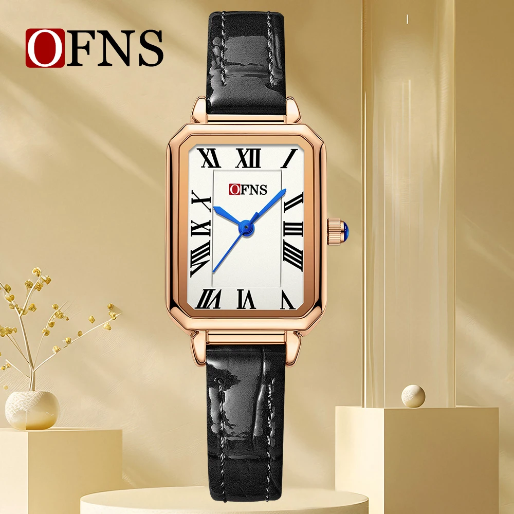 

OFNS новые 1552 роскошные нишевые женские кварцевые часы с квадратной римской шкалой, водонепроницаемые модные женские кварцевые часы 2025