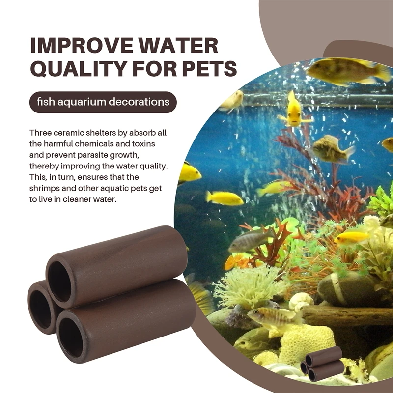 ملاجئ من السيراميك البني لتربية الجمبري ، كهف الاختباء ، أنبوب التكاثر ، 3 *
