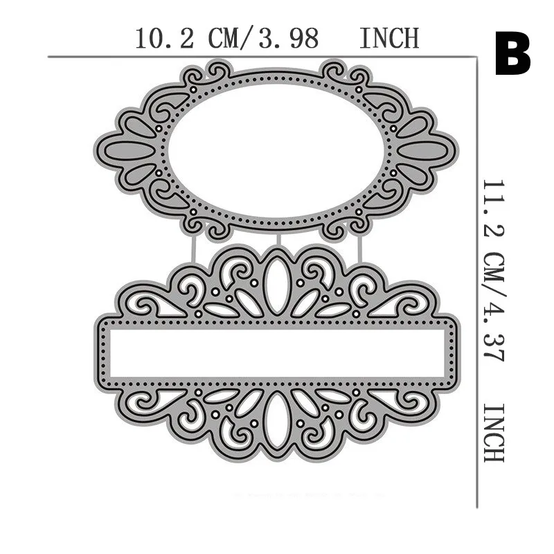 Birthday Border Metal Cutting Dies Scrapbooking Stencil Die Cuts Card Embossing DIY Photo Album Oval Frame Template Stencil