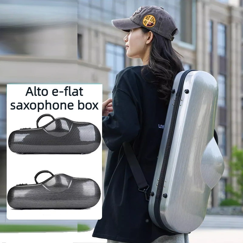 Alto Flat E Saxophone Case Lightweight Shockproof Saxophone Backpack Portable Hard Shell Bag with Anti-theft Combination Lock