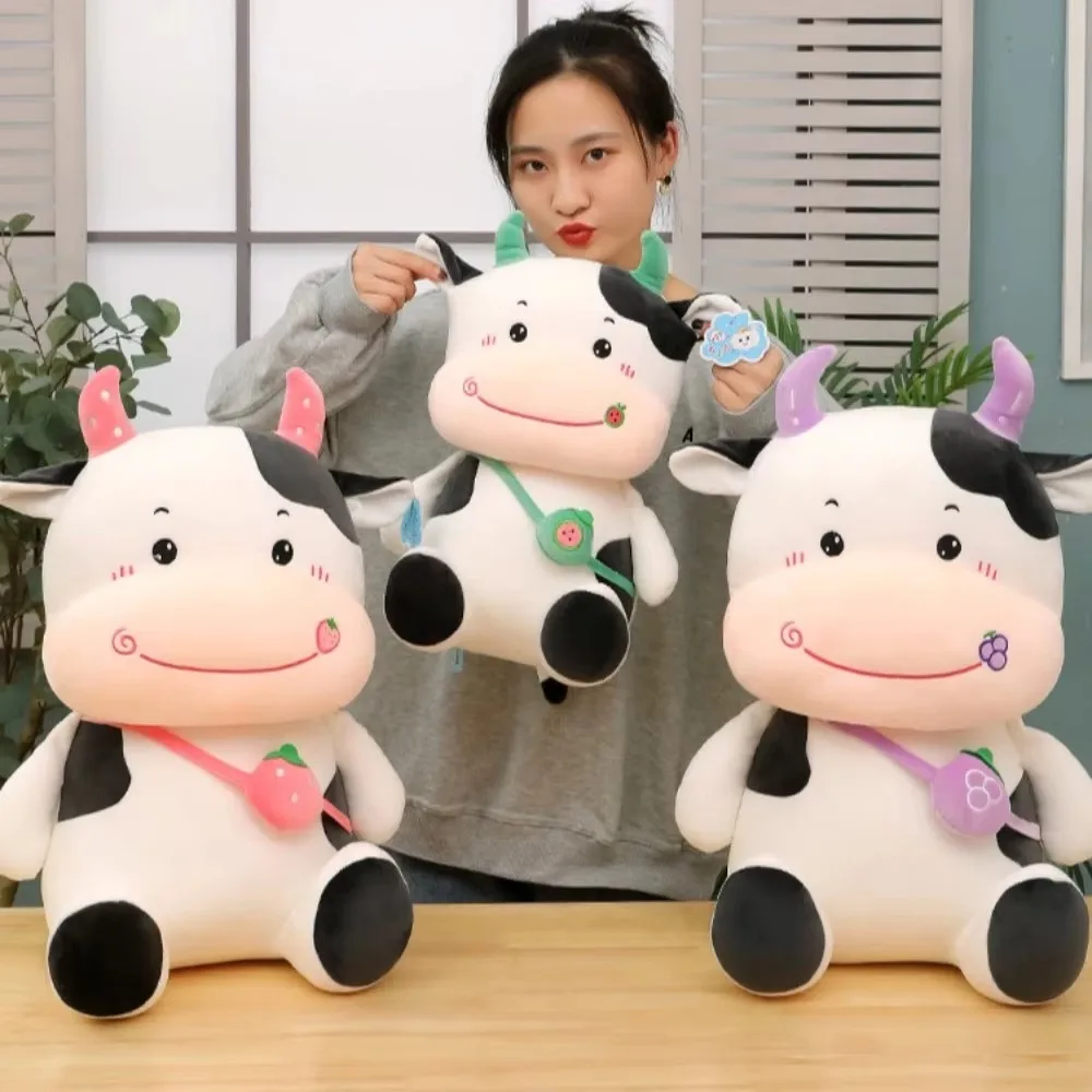 

33cm Plush Milk Cow Simulation Cartoon Animal Sleeping Pillow Sofa Ornament Fluffy Cattle Cow Plush Toy Kid's Accompany