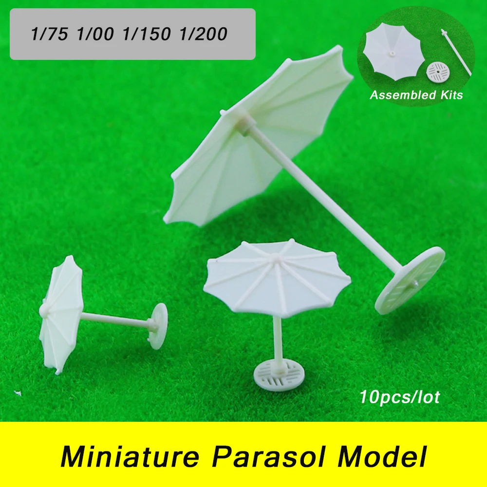 10pcs 1:200-1:75 Miniaure Paraol Model ABS Plastic Beach Umbrella Diy Model Making Architecture Building Layout for Diorama