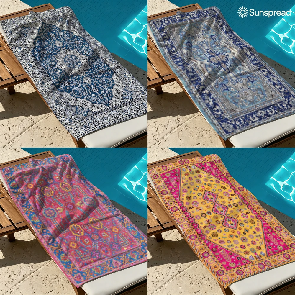 Classic Persian Floral Quick Drying Bath Towel Microfiber beach towel light weight swimming camping yoga beach out