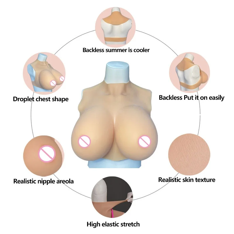 أشكال الثدي السيليكون تعزز لترانس كروسدرسر المشاهير تأثيري الثدي وهمية واقعية الجلد الحلمة أريولا طبطب لينة هزة #3
