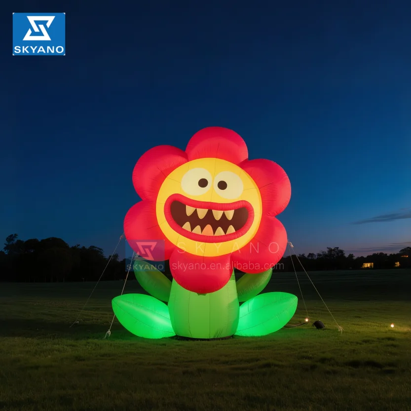 Inflatable Piranha Plant Flowers Inflatable Halloween Horror with LED Light Party Decoration