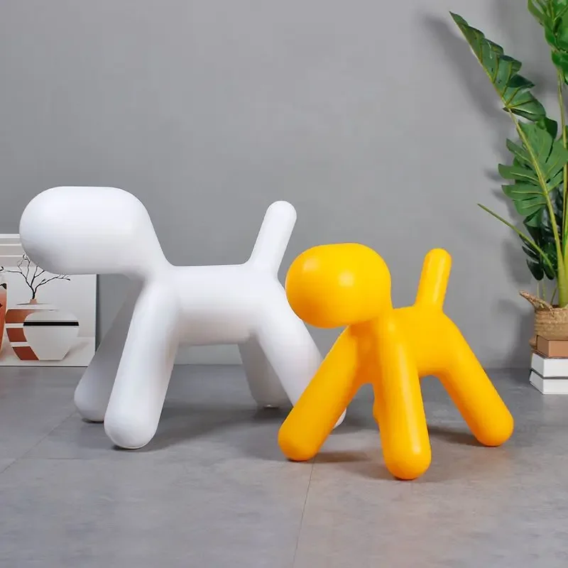 

Nordic Creative Small Stools Trojan Horse Stool Cartoon Dog Chair Puppy Stool Plastic Animal Ottomans Living Room Furniture