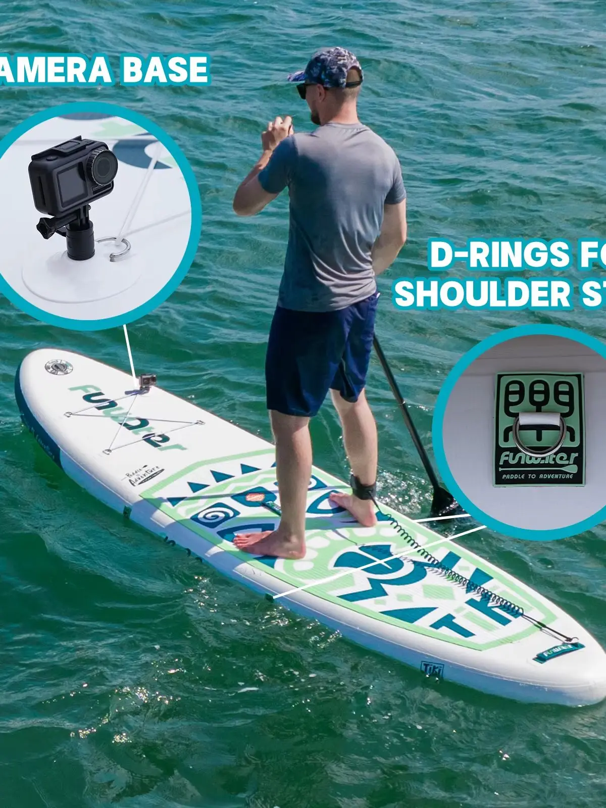 SUP Aufblasbares Paddleboard Funwater 320 * 84 * 15cm, Maximale Tragfähigkeit 150KG. Geeignet für Seen, Strände, Wasser-Yoga, Fitness, Angeln und Familienreisen. Wird mit einem vollständigen