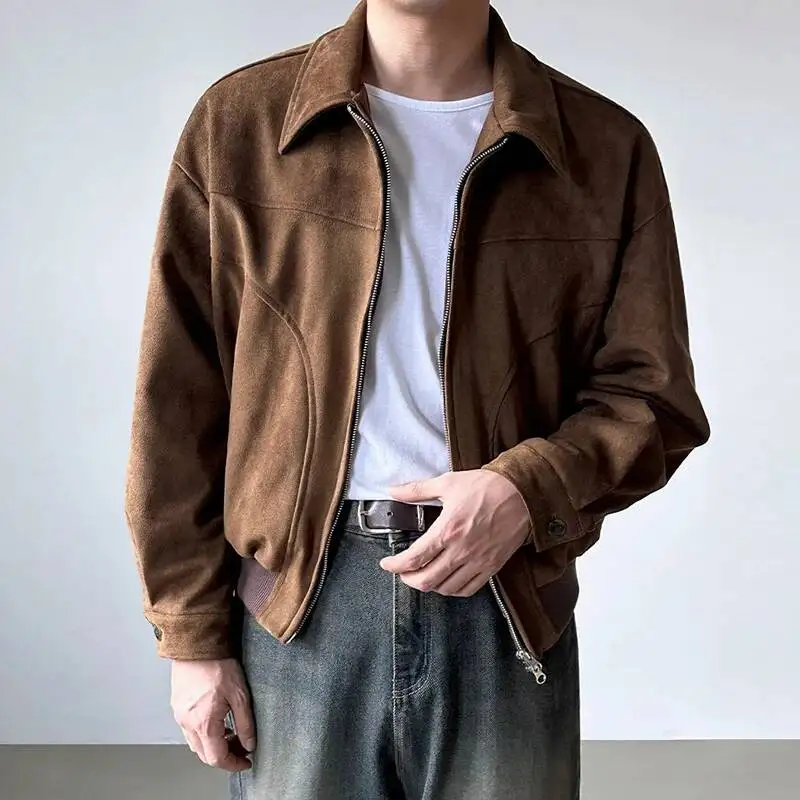 Niche Design Men's Coats Turn-down Collar Double Zipper Solid Color Casual Pocket Deconstruction Male Jackets New 9XEYIG