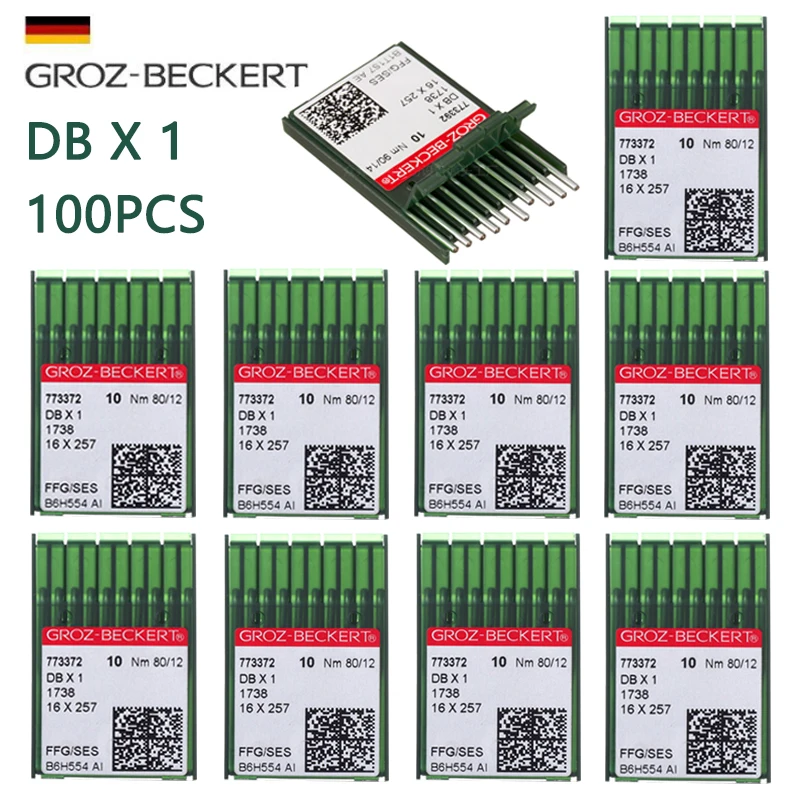 100PCS/10 Boxes Groz Beckert DBx1 16x257 1738 Sewing Machine Needles Compatible with JUKI DDL,BROTHER DB2 SINGER