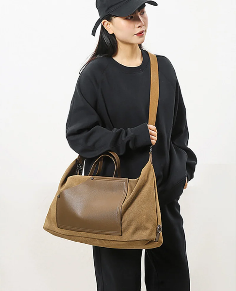 2026 الكورية الجديدة الرجال النساء موضة خمر سعة كبيرة السفر واق من المطر حقائب كتف قماش الرياضة اللياقة البدنية حقيبة كروسبودي