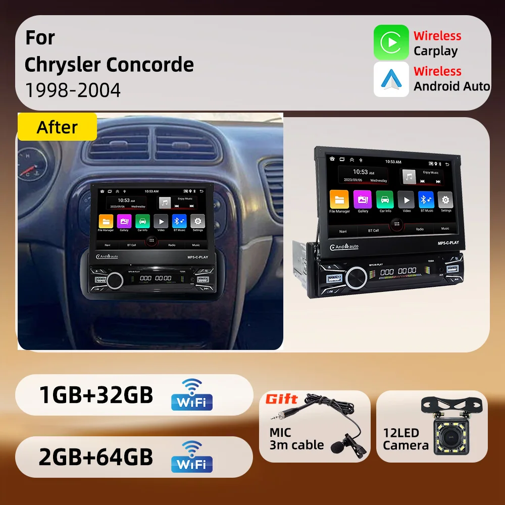 For Chrysler Concorde 1998-2004 Android 1Din Stereo 7