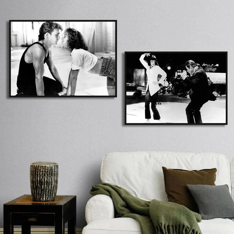 Black White Pulp Fiction Dirty Dancing Poster Classic Movie Dance Wall Art  Canvas Painting Prints for Living Room Home Decor