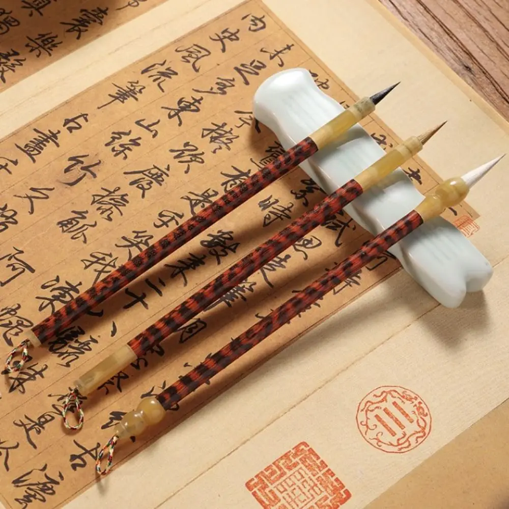 Oil Watercolor Chinese Calligraphy Brush Wolf Hair Wood Scriptures Writing Brush Oil Painting Art Paint Brush Drawing Tool