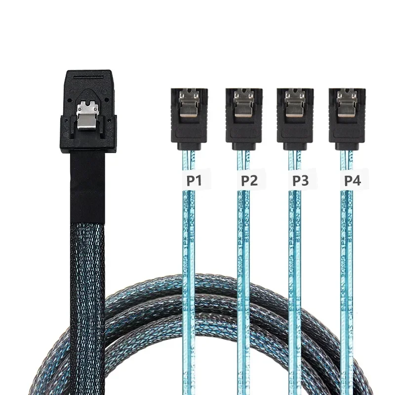 New 1 Point 4 Mini SAS Cable SFF8087-4SATA3 One to Four Hard Drive Data Cable 6G