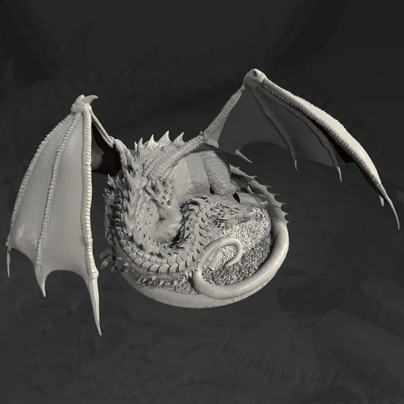 

60mm 80mm 110mm Resin Model Figure The Sleeping Dragon Gk Micro Miniature 3d Printed White Model Toy Unassembled And Unpainted