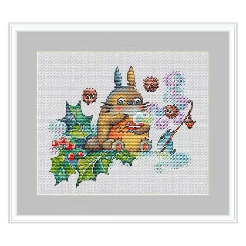 

Cross-stitch set, delicious lunch, cute cartoon cat, and you can choose the printed fabric hand-embroidery material pack