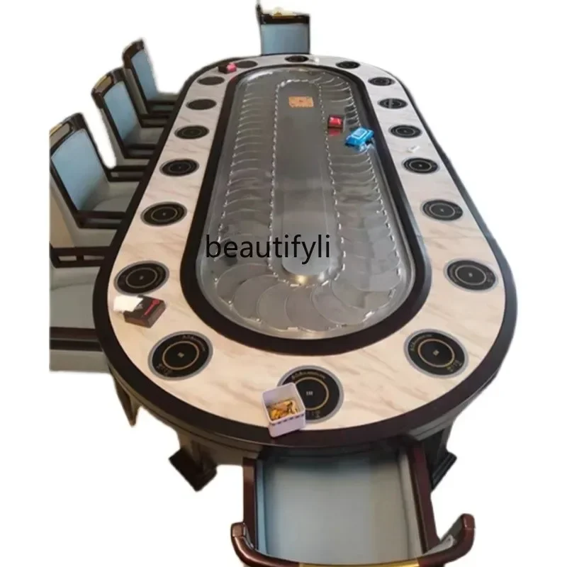 

new New Chinese Style Hotel Electric Dining Table Large Oval round Table Rectangular Restaurant Long Table Rotating Conveyor Bel