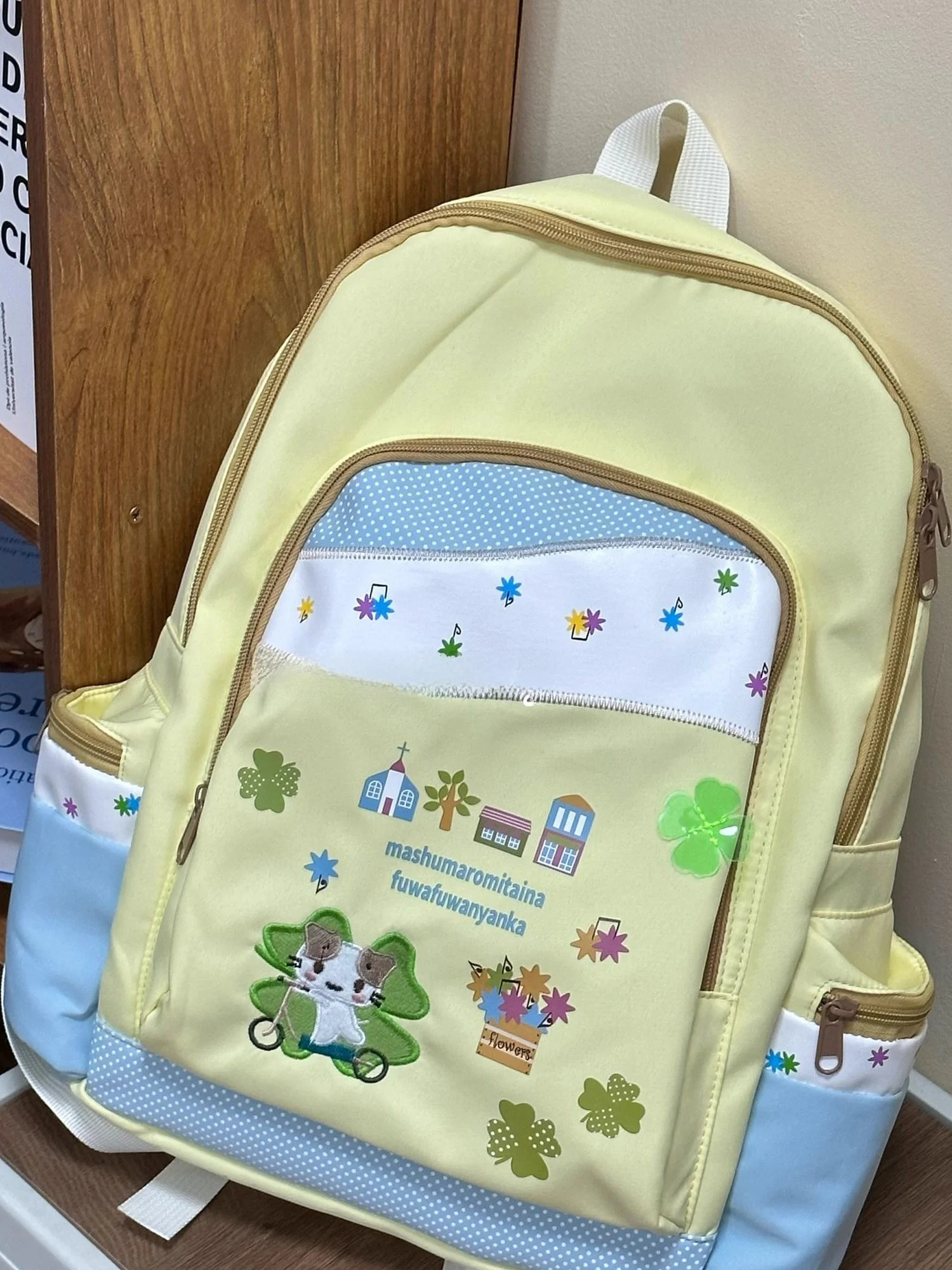 Simpatico cotone color caramello Blo grande capacità Bapa per studenti delle scuole superiori e Universi Borsa da scuola Cartoon Sle