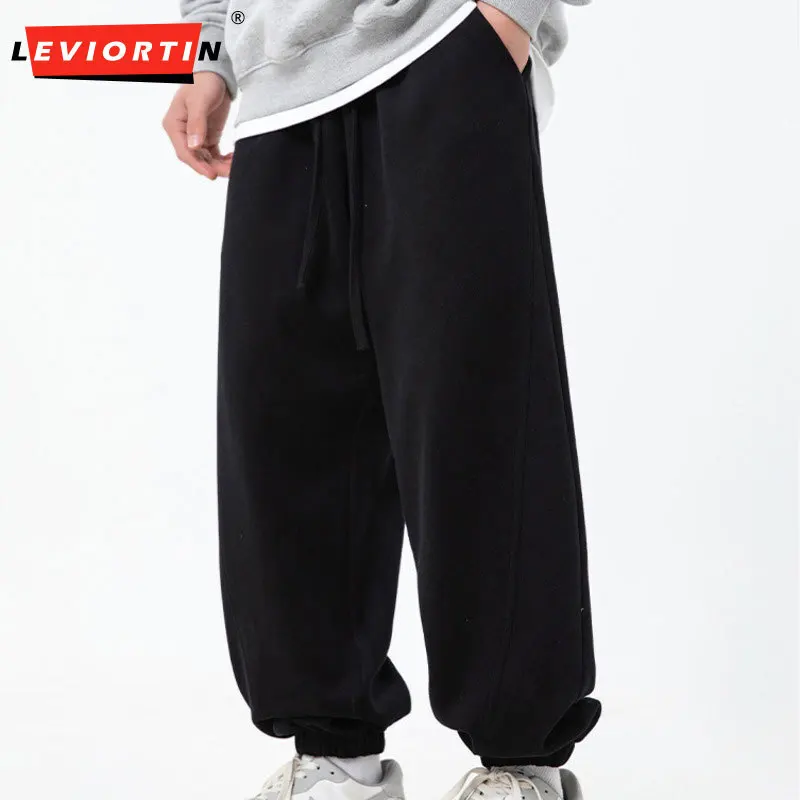 

Specially designed spliced sports pants for men and women, couple's sanitary pants, solid color versatile, ankle tied casual