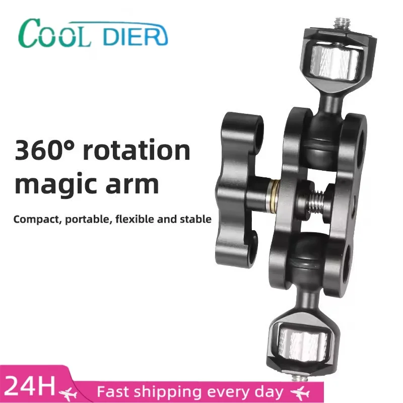 

COOL DIER TM-5 Articulating Magic Arm with Dual Ball Head for Tripod Phone Clip 1/4" Screw for LED Light LCD Monitor Microphone