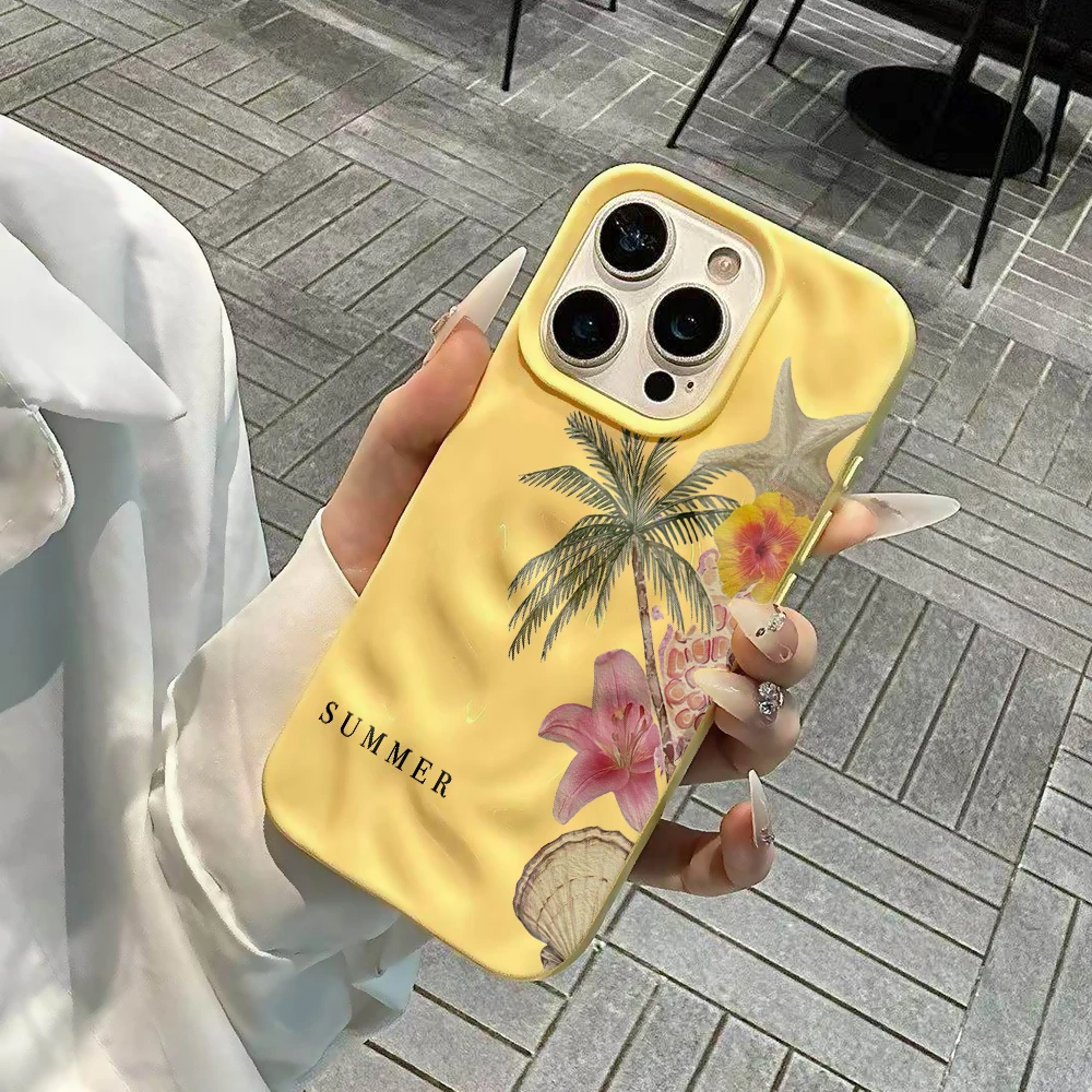 Sommerliche Küstenästhetik Handyhülle für iPhone 17 16 15 14 13 12 11 Pro Max 14 Plus 17 Air Falten-Wellen Weiche Silikonhülle – Detail 5