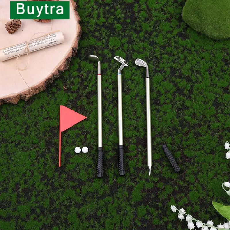 Golf Pen Set Mini Desktop Golf Ball Pen Gift Includes Putting Green 3 Clubs Pen Balls And Flag Desk Games Office School Gift