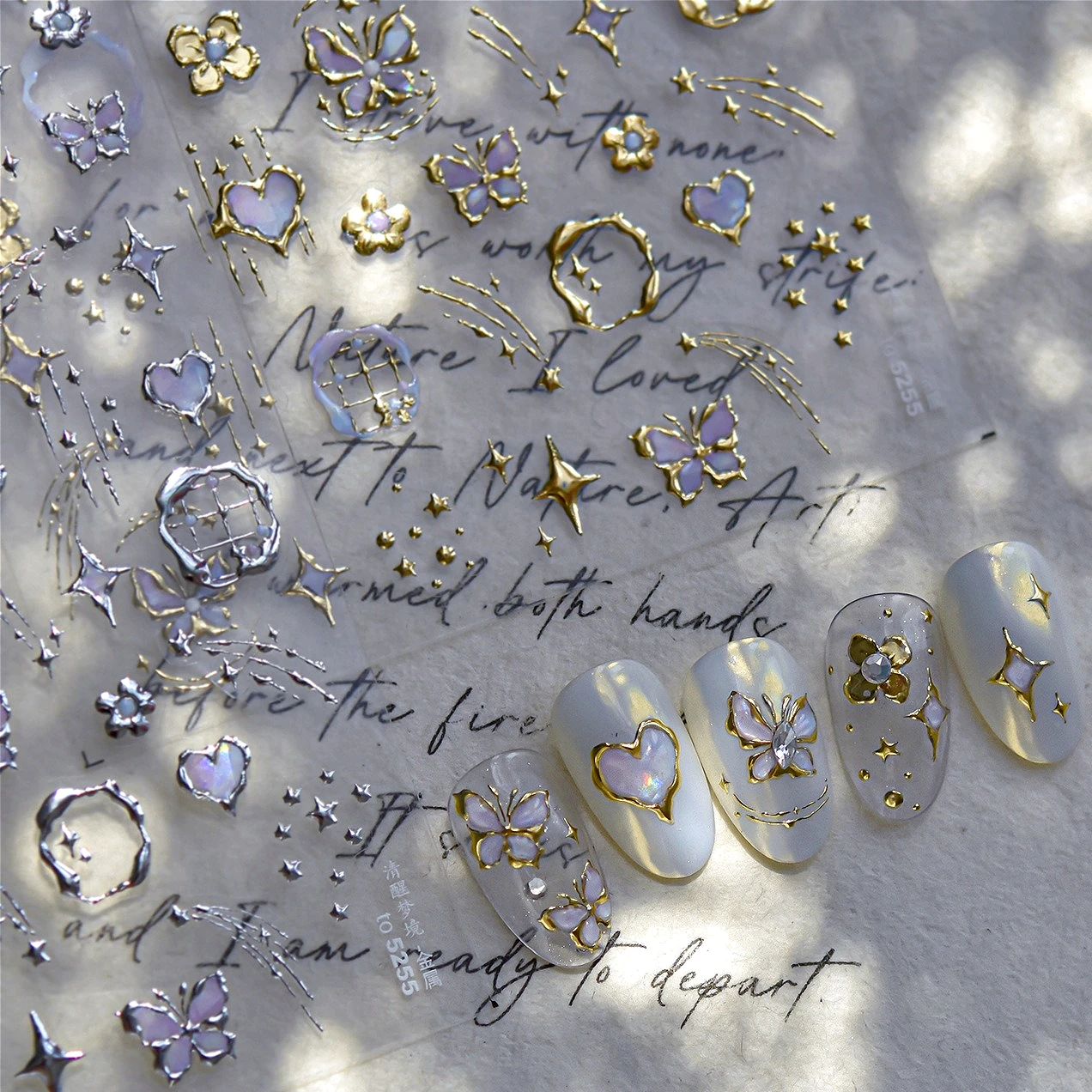 Metalen Bloem Vlinder Liefde Hart Ster Hond Strik Cloud Apple Punk Rock Onregelmatige Klok Blok Maan Y2K Nail Art Stickers Decals