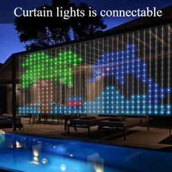 400LEDs Smart Curtain Lights String RGB Fairy Lights Bluetooth App DIY Music Change Display for Bedroom Window Decoration