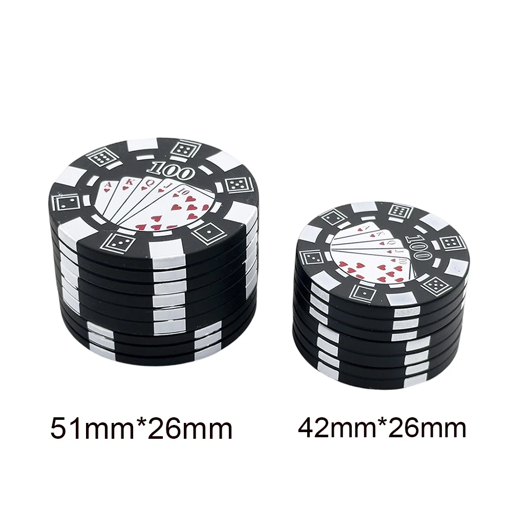 Poker Chip Tobacco Grinder 3 Layer Style Spice Cutter 40mm 50mm Herb Cutter Smoking Accessories Gadget Tool