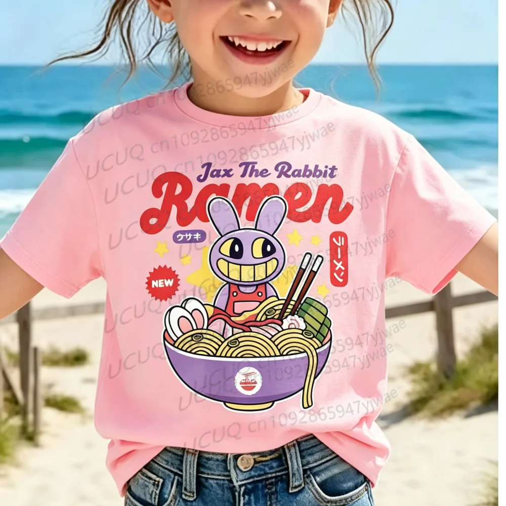 

Summer THE AMAZING DIGITAL CIRCUS Print T-Shirt Boy's Girl's Casual Pomni The Jester Kids Jax Purple Rabbit Ramen Tops