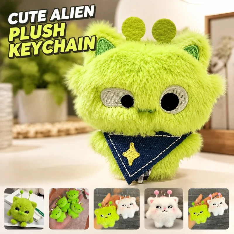 New‑Style Doll‑Keychain Cartoon‑Plush Alien‑Figure‑Pendant High‑Aesthetic‑Charm Ornament for‑Couple‑Companions Whimsical