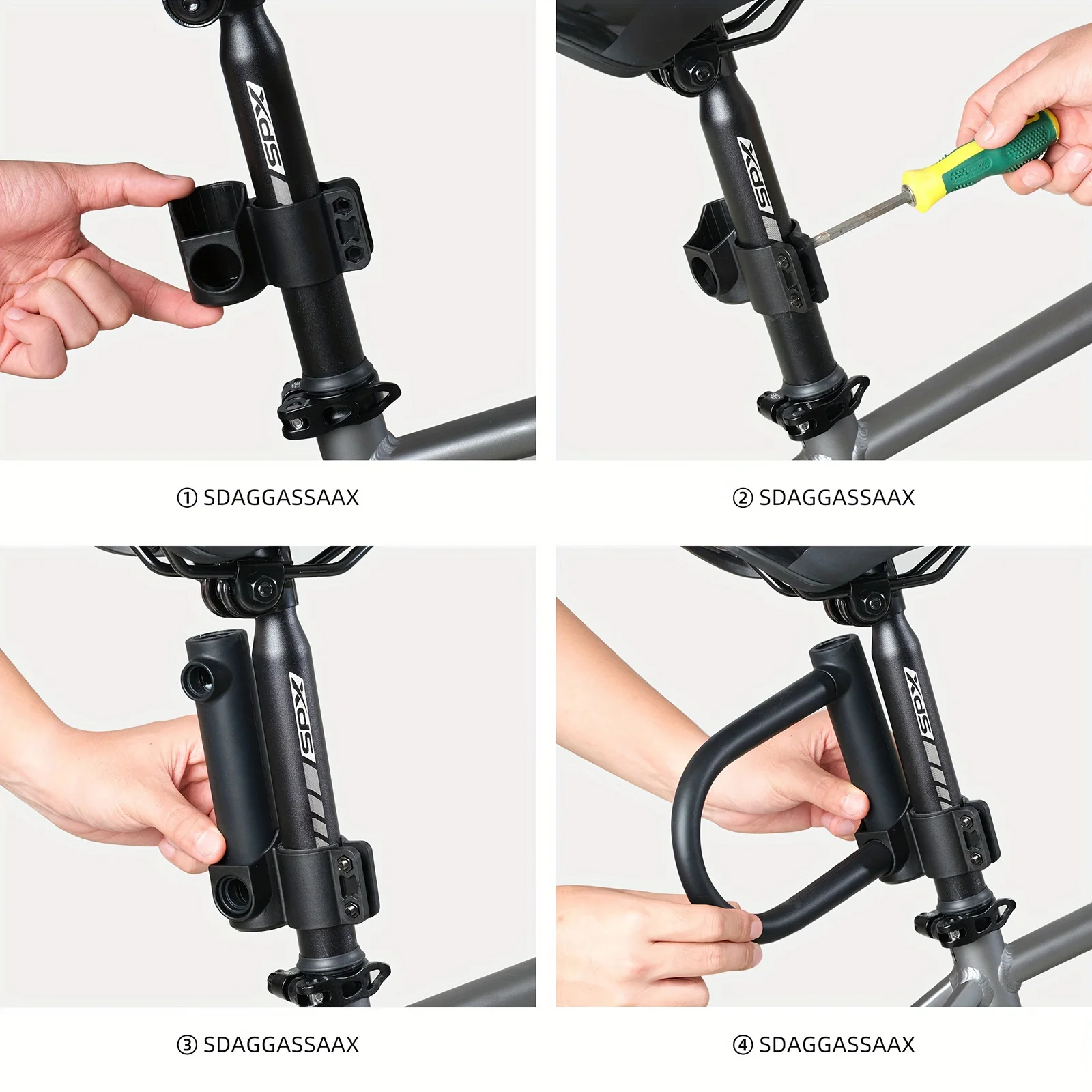 TOSUOD Fahrrad-U-Schloss, hochfester legierter Stahl, Motorrad-Diebstahlsicherung, Sicherheitsschloss mit 2 Schlüsseln, Fahrrad-U-Schloss, Fahrradzubehör – Detail 5