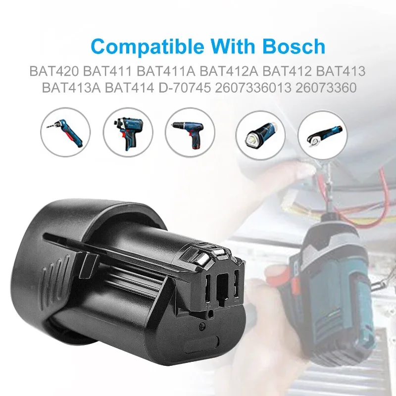 Rechargeable Battery Pack for BOSCH Cordless Electric Drill Screwdriver BAT411 BAT412 BAT412A 3.0Ah 10.8V 12V Li-ion Battery