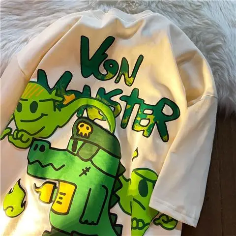 Katoen Zomer Cartoon Alligator Korte Mouwen T-shirt Vrouwelijke Harajuku Shirts Voor Vrouwen Y2k Top Gothic Vintage Vrouwen Kleding