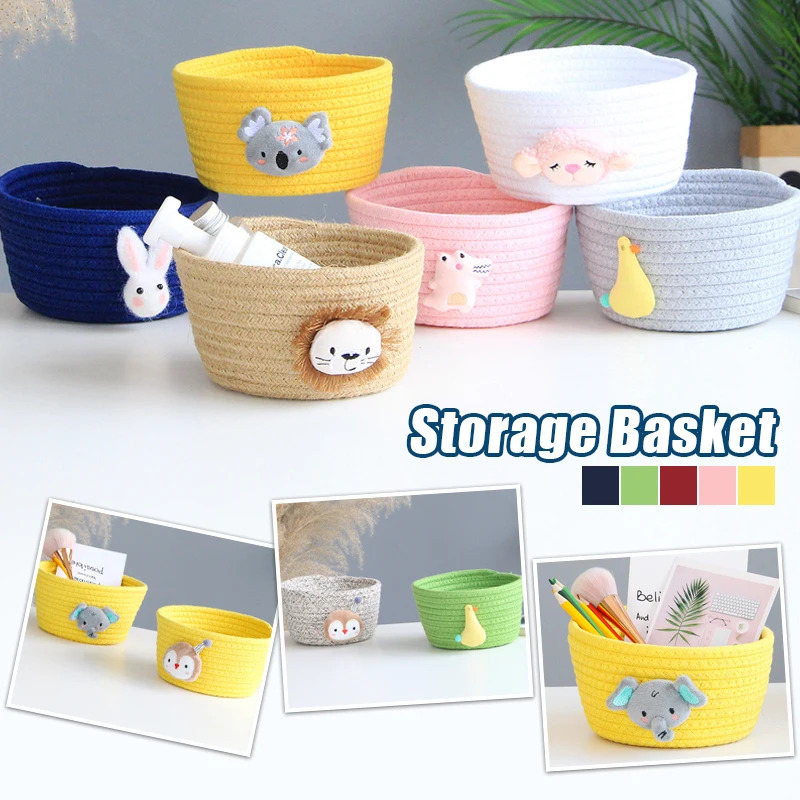 

16x9cm Cartoon Nordic Style Cotton Rope Woven Basket Living Room Kids Toys Desktop Organizer Porch Storage Basket Home Office