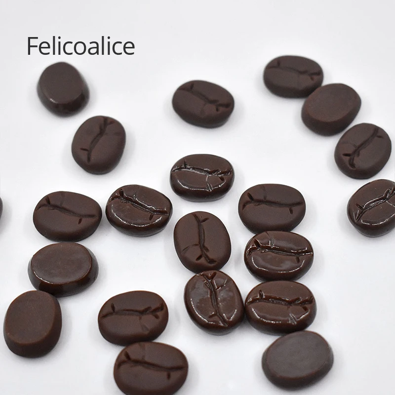 20 teile/satz Harz Kaffeebohnen Simulation Flatback Cabochon Gefälschte Lebensmittel Scrapbooking für Handwerk DIY Telefon Dekoration Zubehör – Detail 8