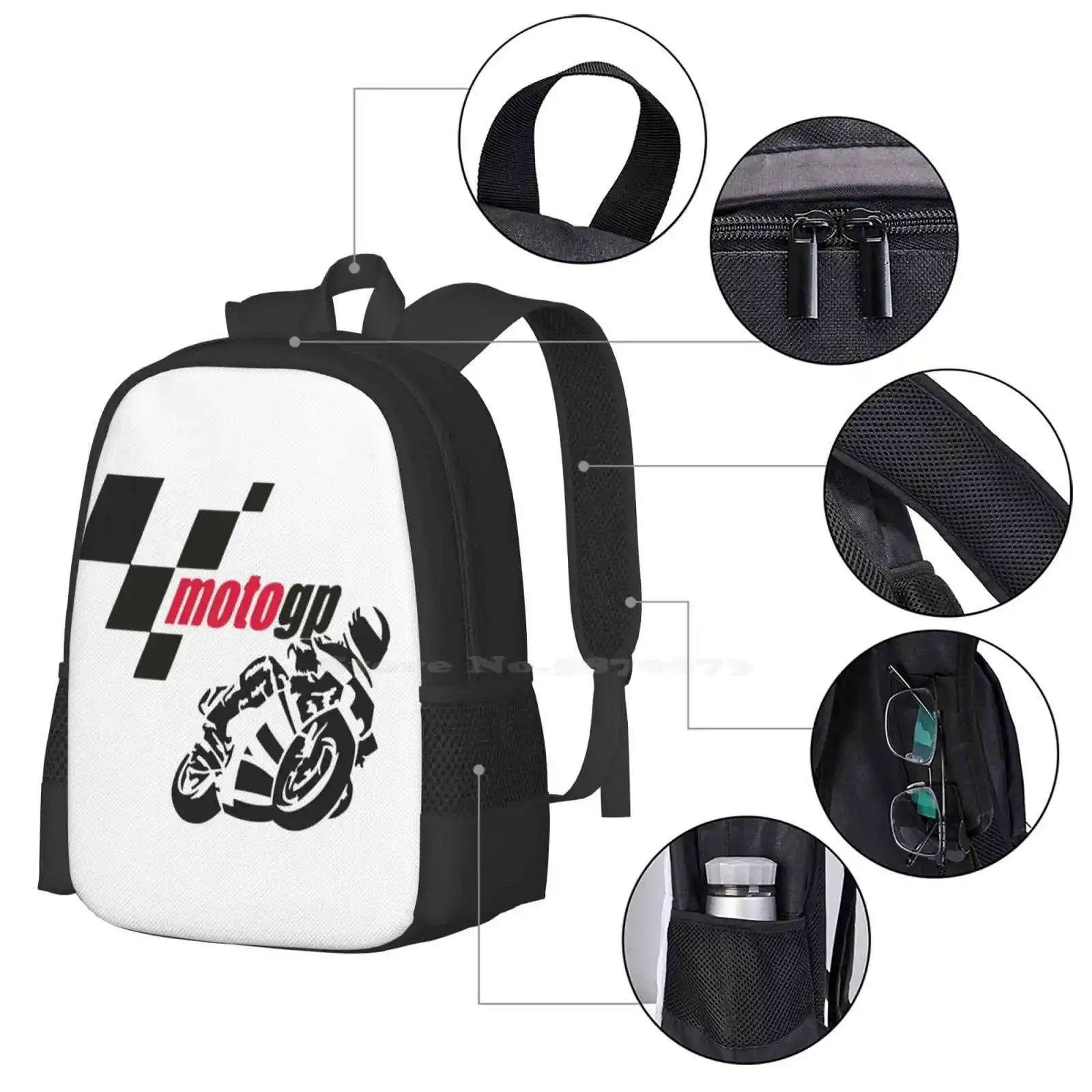 Pattern Design Bag Student\'S Backpack Moto Grandprix Gp