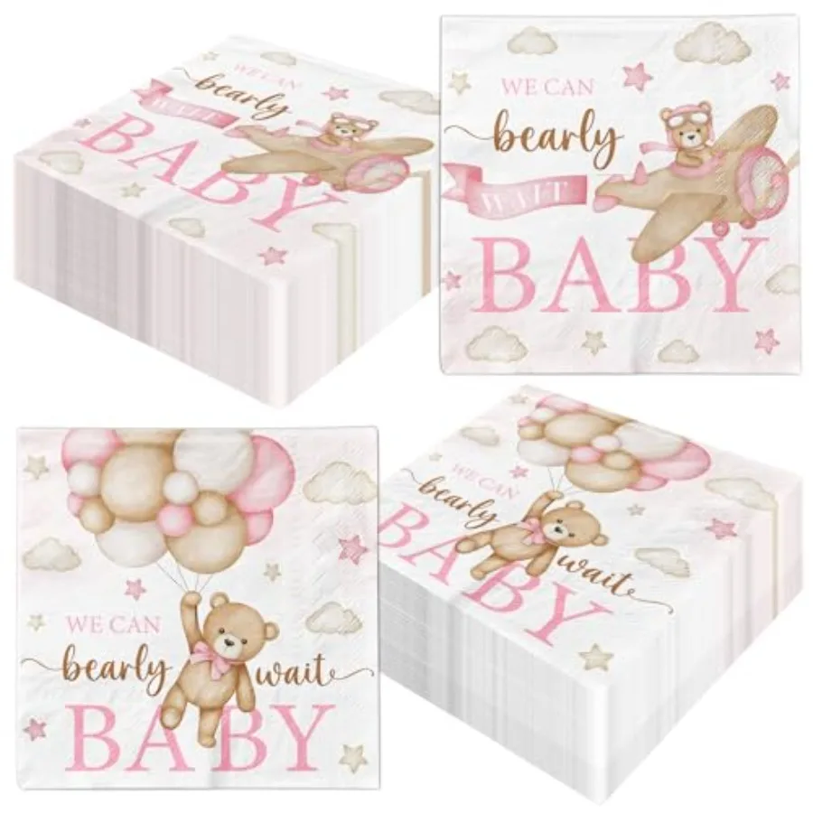 tecoration40pcs الوردي دمية دب الطفل Sr pkins الدب موضوع عيد ميلاد pkins الديكور لفتاة طفل Sr الجنس تكشف الطرف