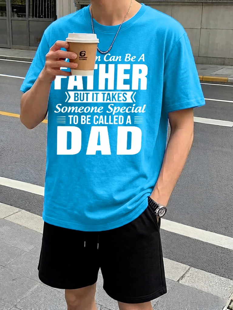 

Any One Can Be A Father Pattern Summer Running Tees Set Mens Casual Soft Shorts Cotton Sport Basics Tee Shirts All-Match Clothes