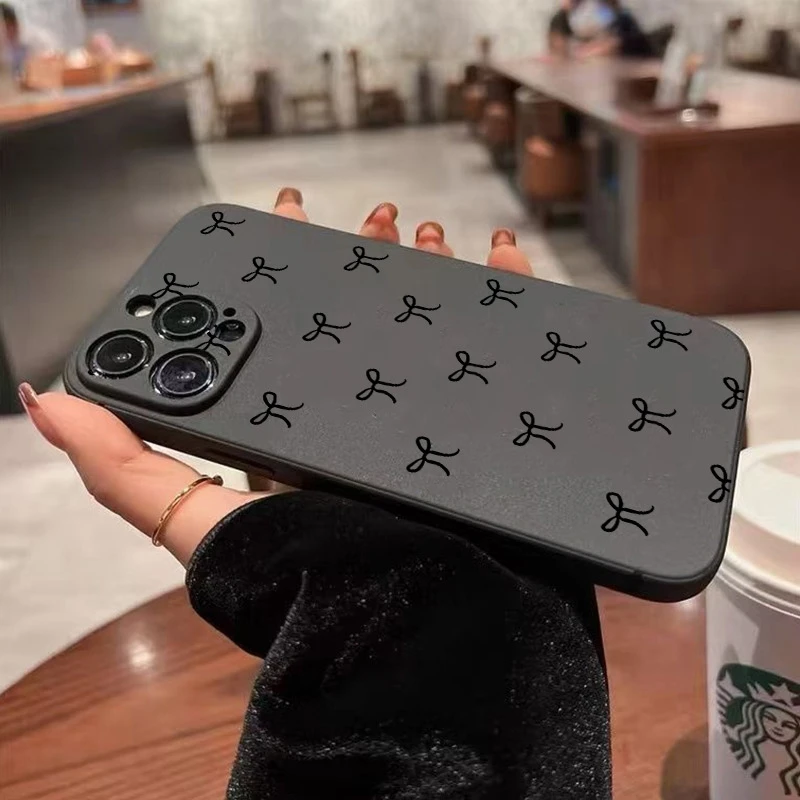 เคสโทรศัพท์กันกระแทกแบบผูกโบว์สีดำ สำหรับ Xiaomi 15 Pro 5G, Xiaomi Mi 11 Lite 5G, 15, 14T, 14, 13T, 12T, 11T, 12, 11, 13