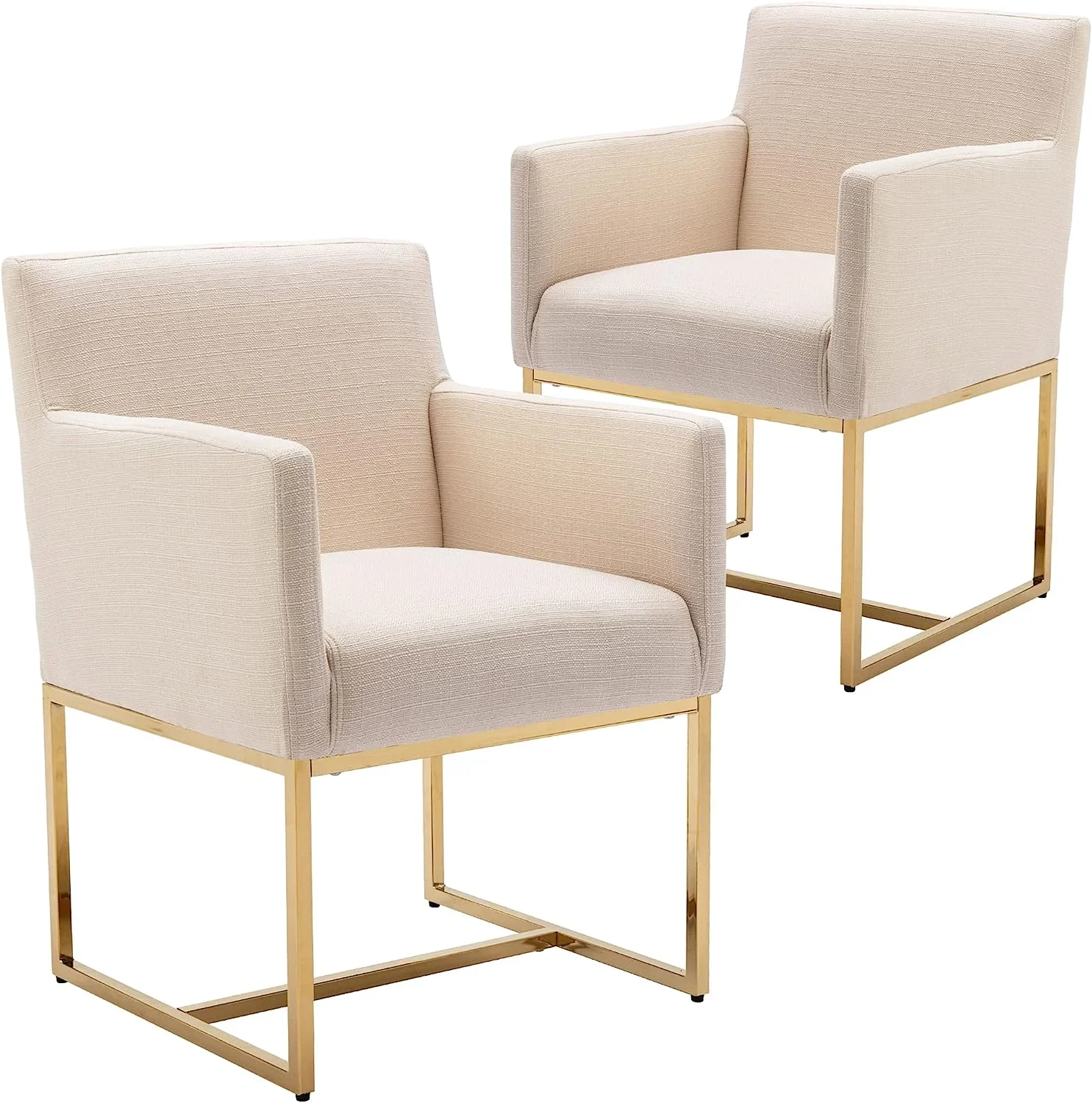 

z Modern Linen Upholstered Dining Chair Accent Armchair Metal Base Side Chair for Home Hotel Furniture