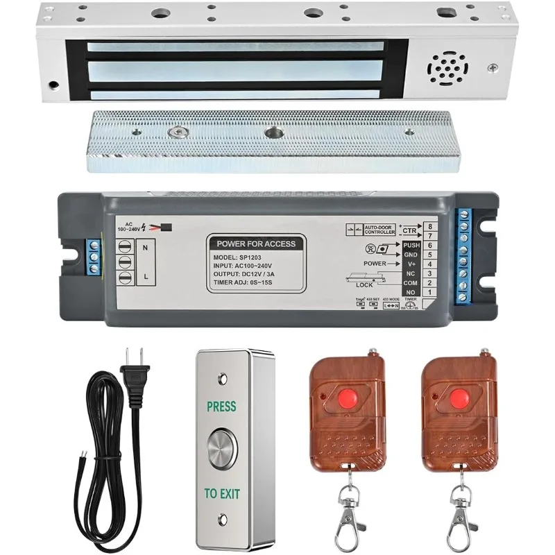 

Smart Door Access Control System 600lbs Magnetic Lock Kit with Tuya App & Remote Control, Stainless Steel Exit Button, Power Sup