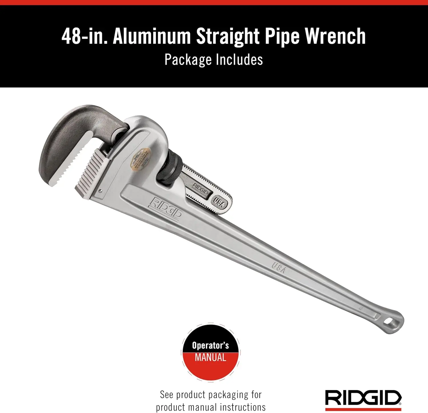 31115 Aluminum Straight Pipe Wrench, 48