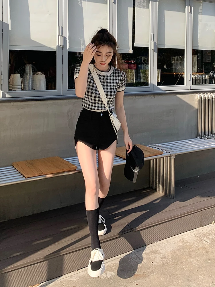 

Брюки SIMONA с высокой талией и изогнутым низом, визуально удлиняющие ноги, в двух цветах: черный и кофейный, повседневные, прямого кроя.