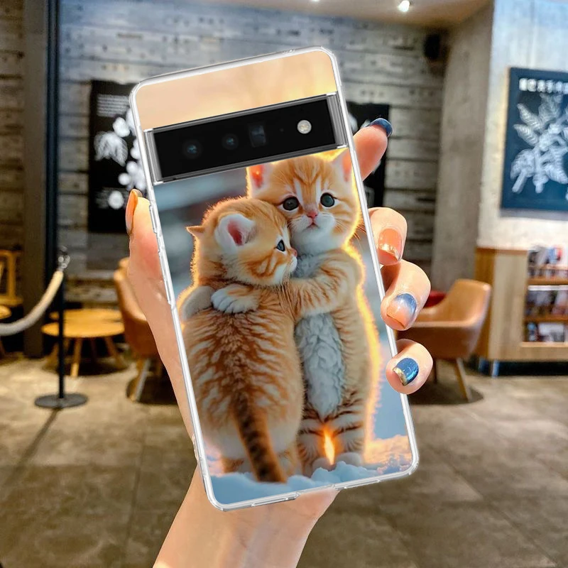 Custodia per telefono Kiss Cat Cute Kitten per Google Pixel 8 7 6 5 4 4XL Silicone antiurto 7A 6A 5A 4A 3A 3AXLPro 5G guscio trasparente