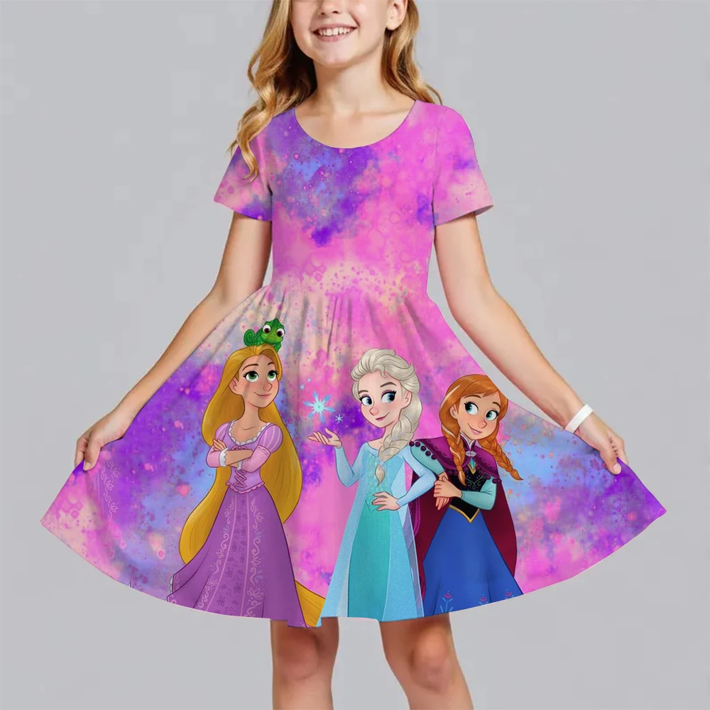 شعبية Miniso الصيف الأطفال فتاة الموضة الجديدة فستان مريح المنزل في الهواء الطلق الكرتون لطيف فستان 3D الطباعة