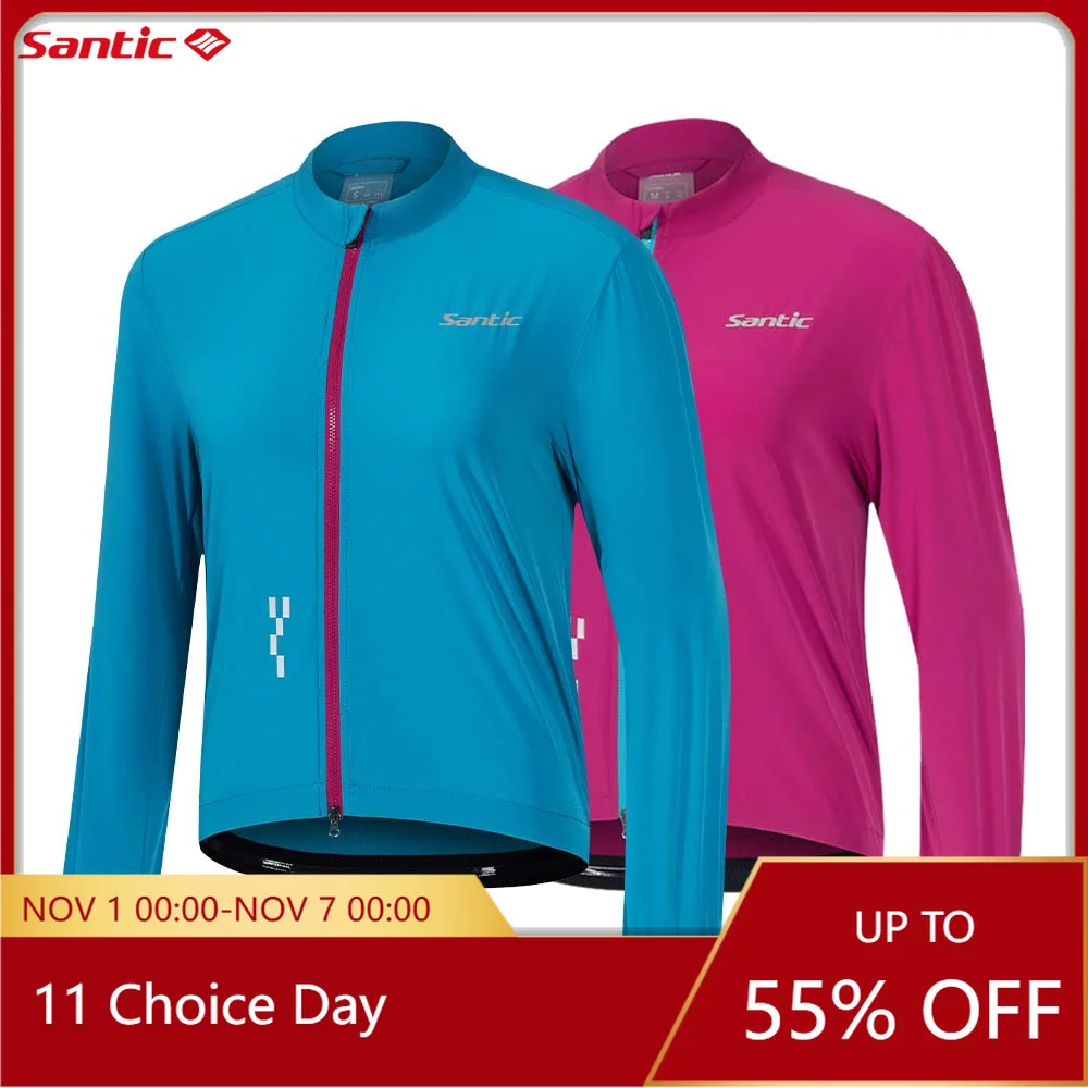 

Женские велосипедные куртки Santic, ветрозащитные и солнцезащитные велосипедные куртки на молнии с полной молнией KL25C07050