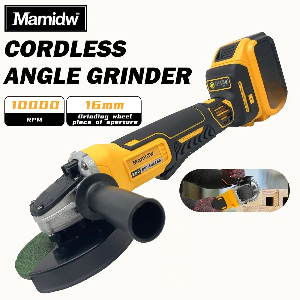 100/125mm Brushless Cordless Angle Grinder, Compatible with DEWALT 20V Battery, 3 Speed Control, Compact Electric Grinder for Cutting, Grinding & Polishing