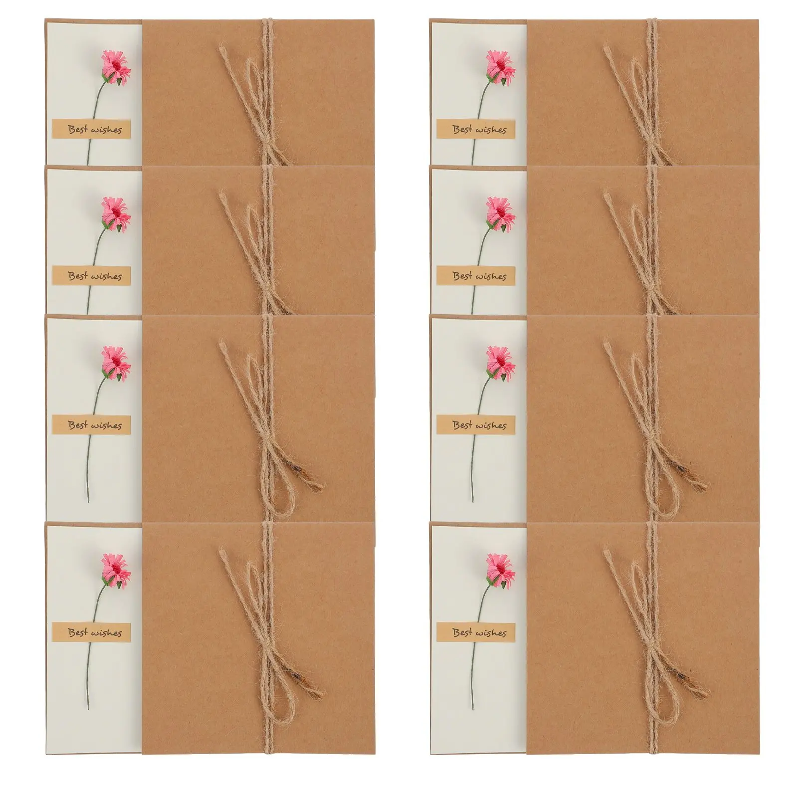 

8Pcs Dry Flower Greeting Cards Retro Vintage Design Festive Blessing Cards for Christmas Thanksgiving Birthday Handwritten