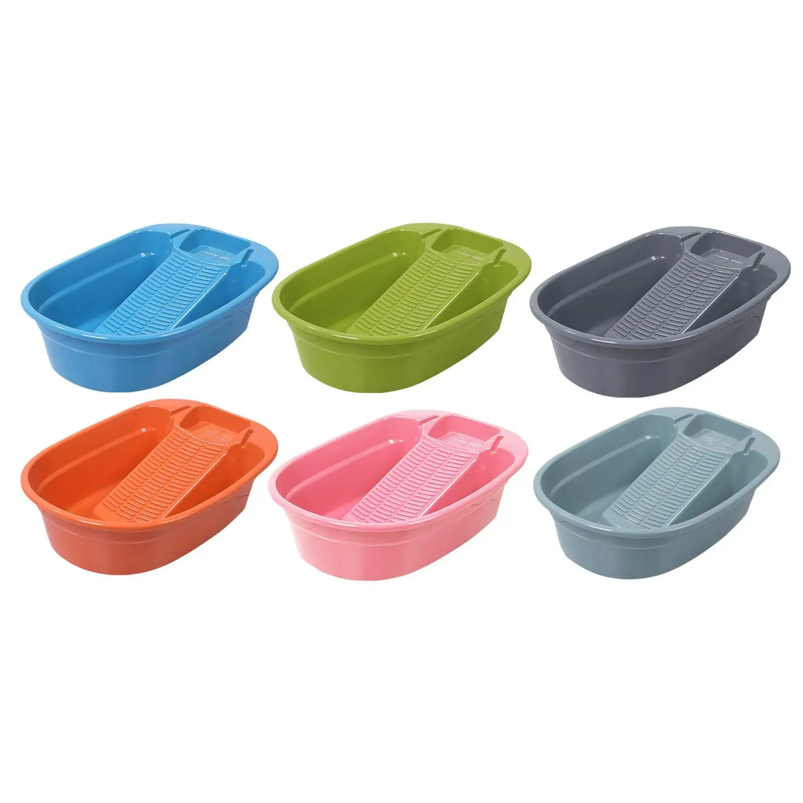 Lightweight Hand Wash Basin, Laundry Basin, Home Portable Non Slip Multipurpose Washtub, with Integrated Washboard